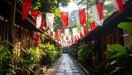 Obraz premium Indonesian Independence Day Celebration in a Village