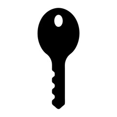 Black silhouette of a simple key with a circular hole at the top