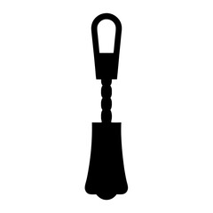 An illustration of a black zipper pull, showing the handle and slider