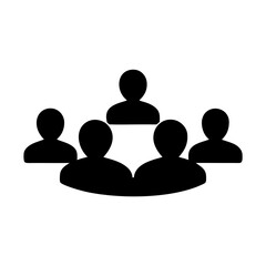 Five Person Group Black Silhouette Depicting Team Structure and Social Network