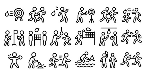 Fototapeta premium Sport activities outline icons set – line, silhouette, fitness and recreational symbols