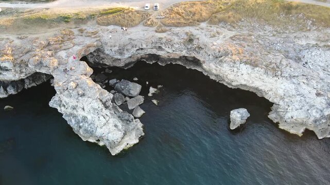 Aerial view of Black sea coast near Tyulenovo village, Dobrich Region, Bulgaria