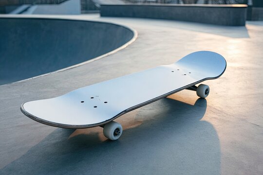 Skateboard on concrete skatepark ramp - Powered by Adobe