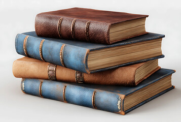 A stack of old and wellloved books sits ready to be read