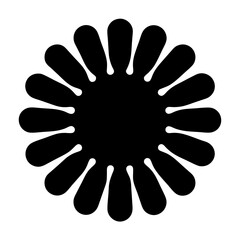 Black flowerlike shape with uneven petals arranged in circular fashion