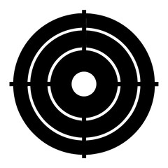 Black and white target with bullseye and concentric circles for accuracy