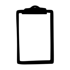 Simple black and white clipboard sketch image with an empty page
