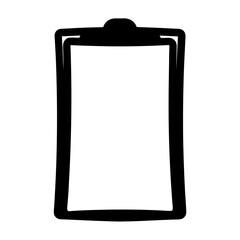 Black and white illustration of a clipboard with blank white space