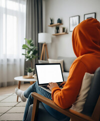 woman working on her laptop