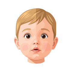 Cute Baby with Brown Eyes and Blonde Hair on White Background