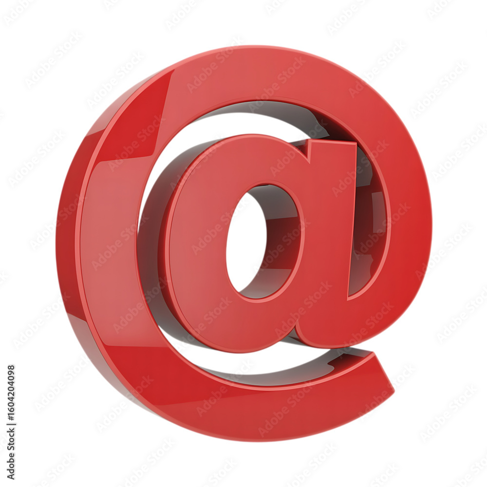 Fototapete a glossy red at symbol rendered in 3d against a clean transparent background design element