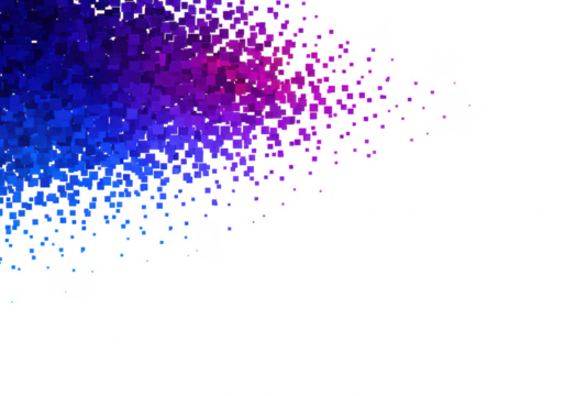 A modern abstract background features a colorful pixelated design, isolated on transparent background