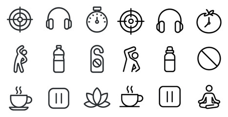 Fitness and wellness line icons set – outline, exercise, health symbols