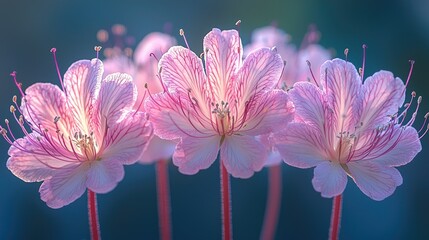 Close-up of three delicate pink flowers