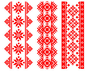 Belarusian ornament set of stripes with ornaments and symbols