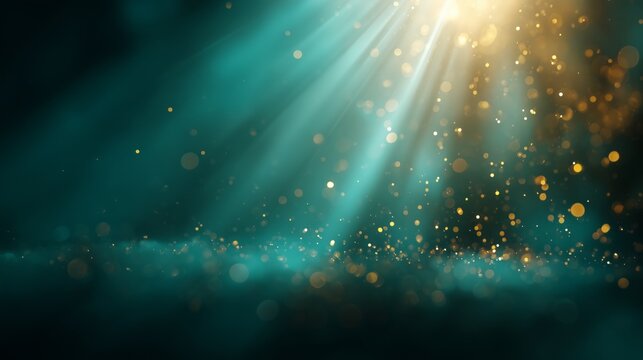 luxury glowing bokeh background with golden particles and ethereal shimmer