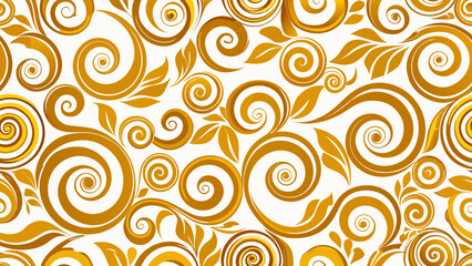 Obraz premium Swirl ornament seamless floral patterns golden colors isolated white backgrounds for floral wallpapers the bedroom, patterned fills, gold, clothes, elegance, elegant, graphic, invitation, minimal, 