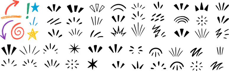 Emphasis Stroke Icon Collection. Featuring Arrows, Stars, Swirls, and Visual Highlight Elements. Editable Outline Icons Set.