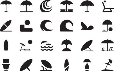 Collection of beach and summer vacation icons