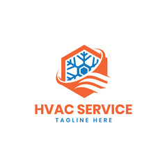 HVAC logo design hexagon heating and cooling hexagon shape sign 