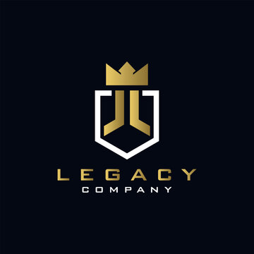 legacy logo design letter mark LL crown creative geometric elegant luxury concept