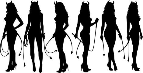  sexy woman devil standing with a whip