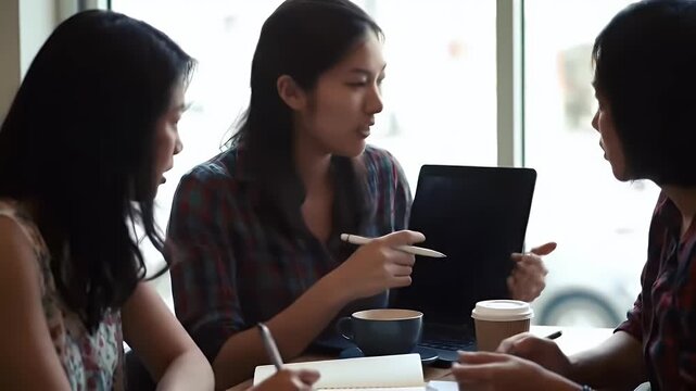 Team collaboration in cafe