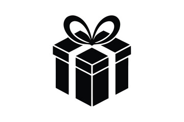 Obraz premium Isometric Black Gift Box with Bow and Ribbon Illustration