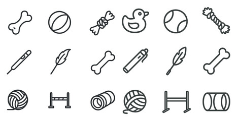 Pet care outline icons set – flat, linear, animal and wellness symbols