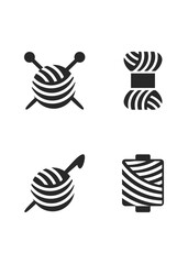 A set for knitting threads and needles. Ball of yarn for knitting and knitting needles vector stock illustration.