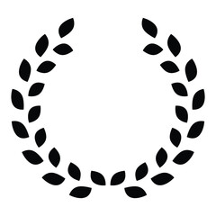 Bold Laurel Wreath Vector Icon – Award, Victory, Achievement, Winner, Champion, Badge, Emblem, Olive Branch, Black Silhouette, Editable Design for Logo, Certificate, and Decoration