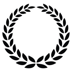 Laurel Wreath Vector Icon – Classic Award, Victory, Achievement, Winner, Champion, Badge, Emblem, Olive Branch, Black Silhouette, Editable Design for Logo, Certificate, and Decoration