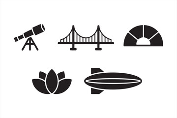 Set of Iconic Symbols - Black and White Illustrations of Science, Nature, and Engineering Objects © MD.sahadat