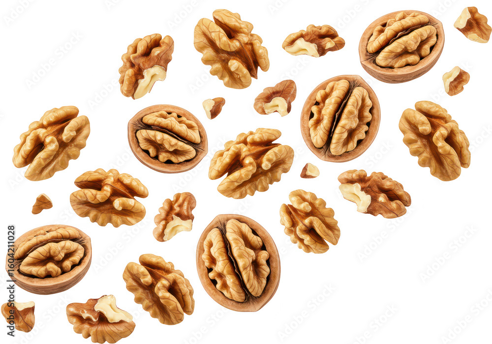 Aufkleber a scattering of fresh walnuts isolated on transparent background creates a visually appealing and nu