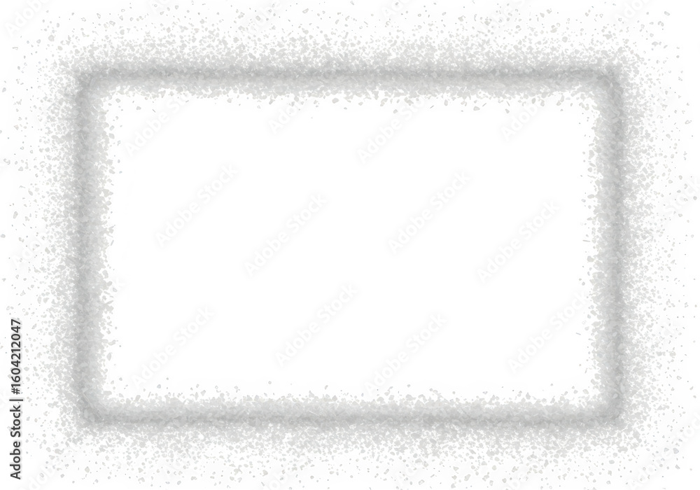 Poster a rectangular frame of white powder creates a textured border isolated on transparent background