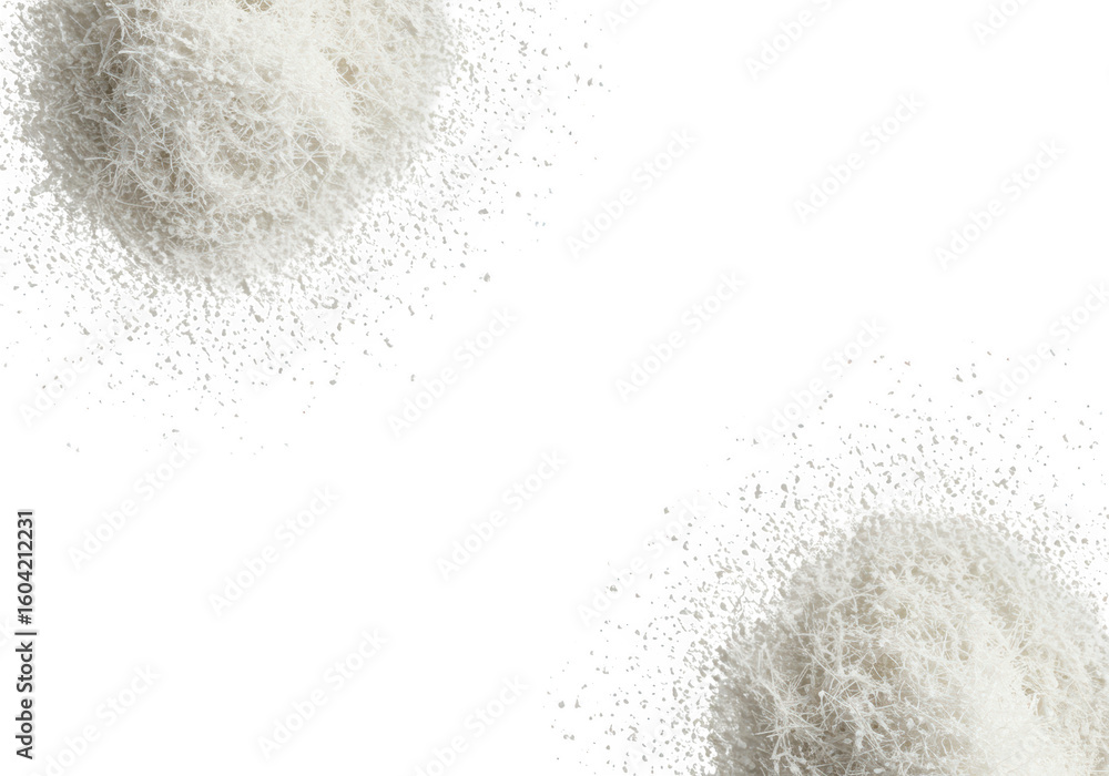 Poster two piles of white powder create a soft and delicate texture isolated on transparent background