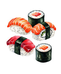 sushi on a white background 
