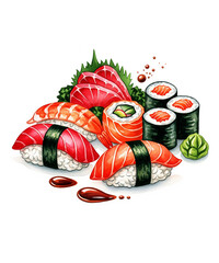 sushi on a white background