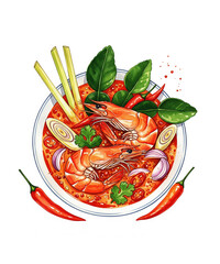 spaghetti with tomato sauce Painting Thai food