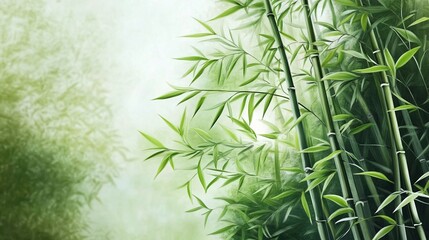 Lush bamboo grove bathed in soft sunlight.