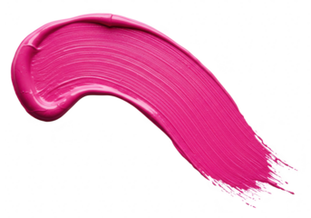 A vibrant pink paint stroke with a smooth texture isolated on transparent background