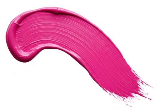 A vibrant pink paint stroke with a smooth texture isolated on transparent background