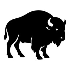 black and white bison vector illustration of a silhouette