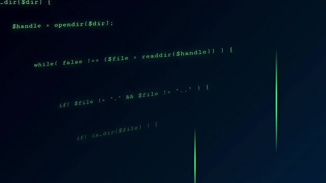 Dark Code Editor with Green Text and Cursor - Programming Terminal Background Animation