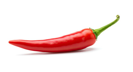Single Red Chili Pepper Isolated White Background 8.