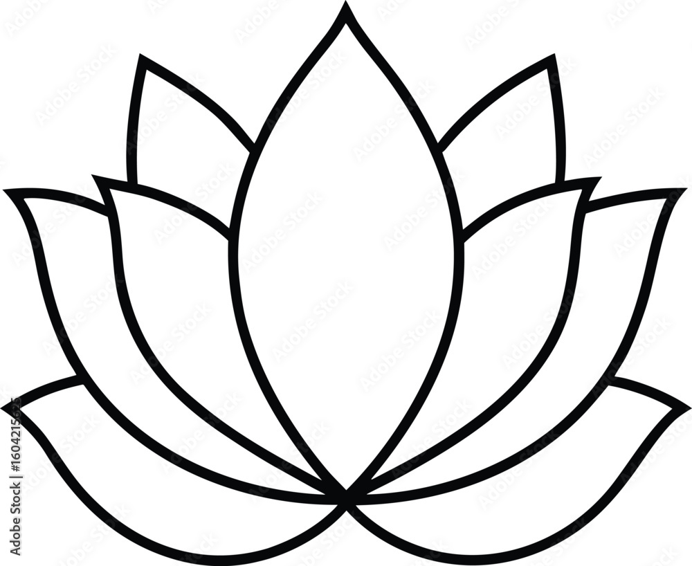 Poster clean line art layered lotus flower design isolated on transparent background