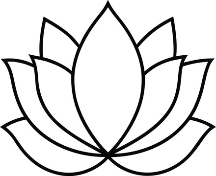 Clean line art layered lotus flower design isolated on transparent background