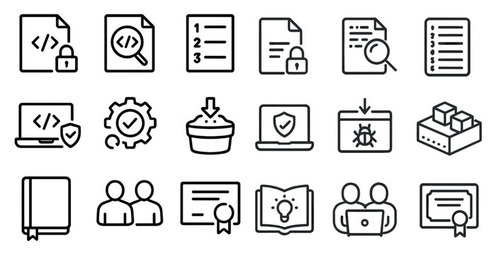 Web and development line icons set &ndash; coding, outline, programming symbols