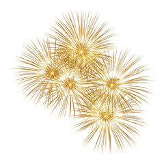 Fototapeta premium Golden Fireworks isolated on white or transparent background
