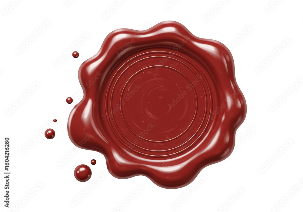 Poster a red wax seal with a circular pattern is presented on a transparent background, isolated on transpa